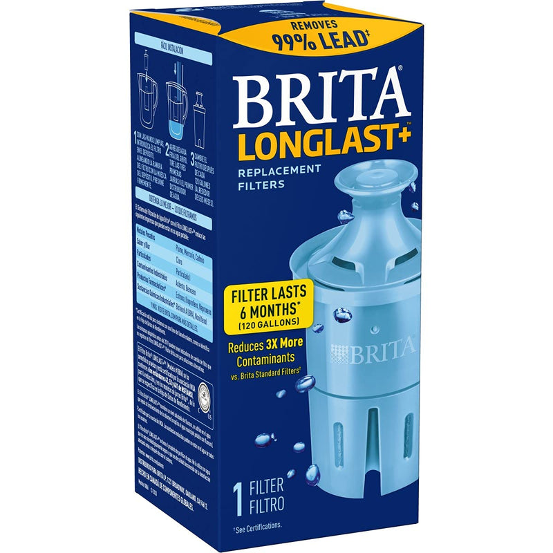 Brita Longlast+ Water Filter, Longlast+ Replacement Filters for Pitcher and Dispensers, Reduces Lead, BPA Free, 1 Count (Package May Vary) - LeoForward Australia