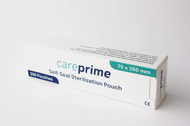  [AUSTRALIA] - CarePrime sterilization bags, self-adhesive, for autoclaves, 70 x 260 mm, 200 pieces 70x260mm