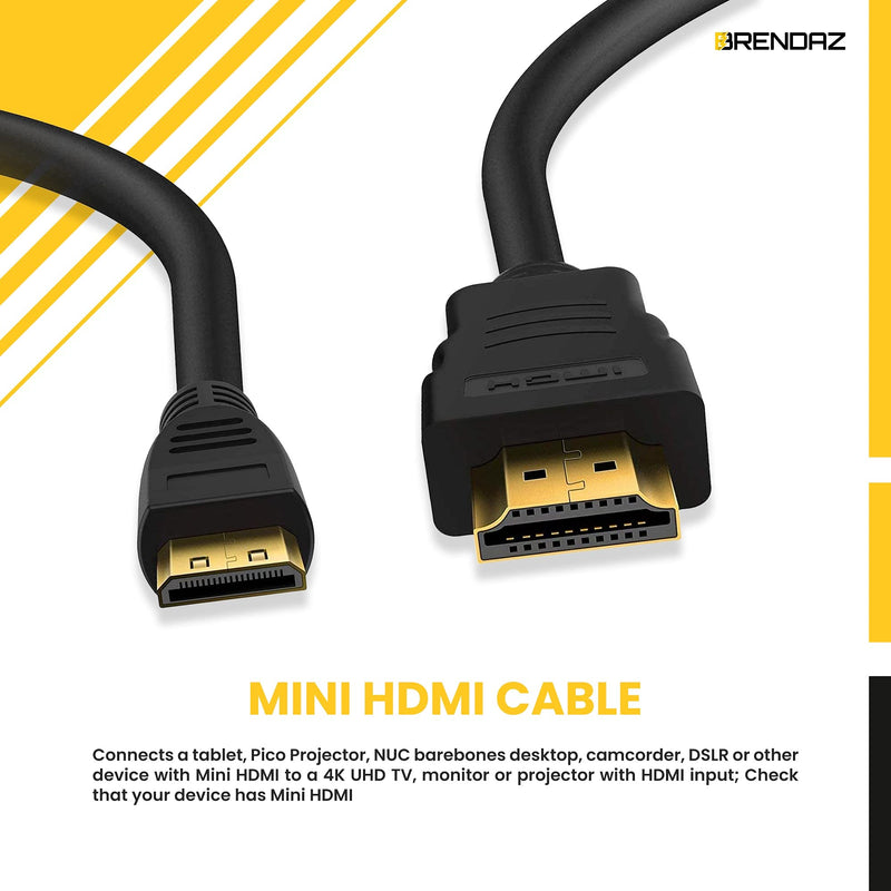  [AUSTRALIA] - BRENDAZ High Speed HDMI Mini to HDMI Cable, Mini HDMI Connector (C) Cord Compatible with Nikon D3300 D3200 D5300 D5600 D7000 D7100 D7200 D3 D300s D3x DSLR Camera. (3-Feet). 3-Feet