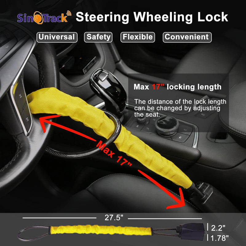  [AUSTRALIA] - SinoTrack Steering Wheel Lock Seat Belt Lock for Car Universal Security Anti-Theft Locking Devices Auto Safety Prevention Device with 3 Keys Fits Most Vehicles Truck SUV Vans (3 Color Straps)