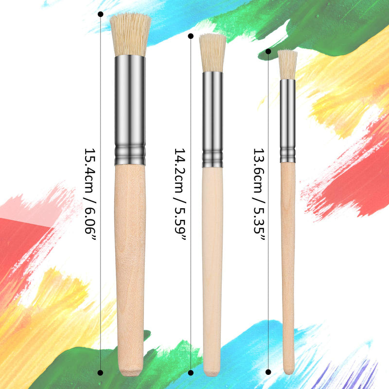  [AUSTRALIA] - Wooden Stencil Brushes Natural Stencil Bristle Brushes Dome Art Painting Brushes Wood Paint Template Brush for Acrylic Oil Watercolor Art Painting DIY Crafts Card Making Supplies, 3 Sizes (6 Pieces) 6