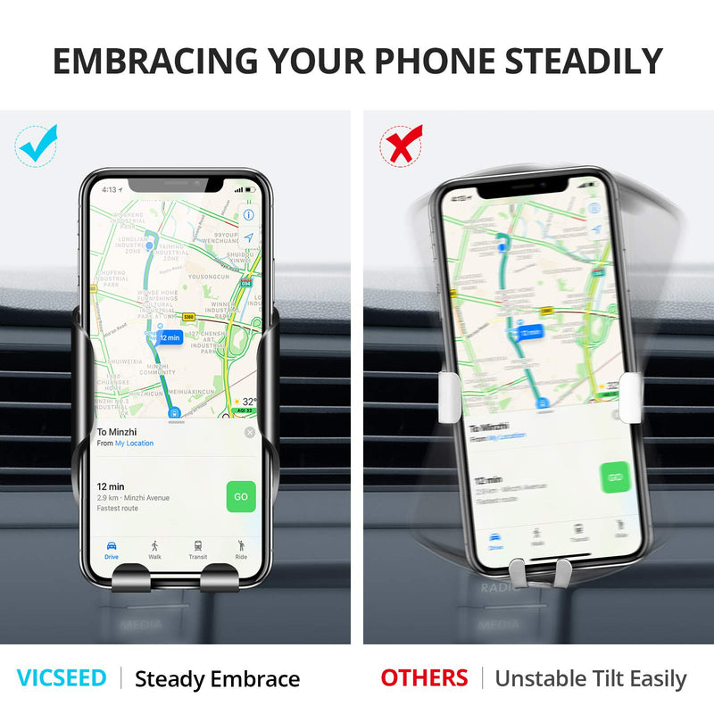 VICSEED Car Phone Mount, Air Vent Phone Holder for Car, Handsfree Cell Phone Car Mount Fit for iPhone 12 Pro Max Mini SE 11 Pro Max XR Xs Max Xs X 8 7 Black - LeoForward Australia