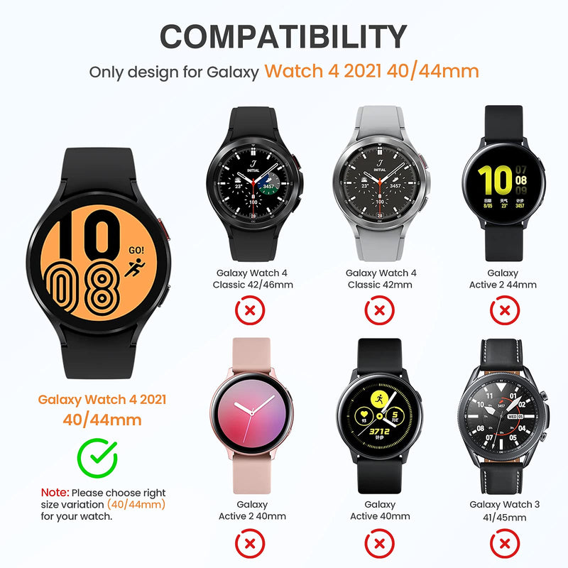  [AUSTRALIA] - [4+4Pack] Tensea for Samsung Galaxy Watch 4 Screen Protector and Case 40mm, Anti-Fog Tempered Glass Protective Film and Hard PC Bumper, Face Cover Set Watch4 (40 mm, Clear/Black/Pink Gold/Rose Gold) for 40mm Only
