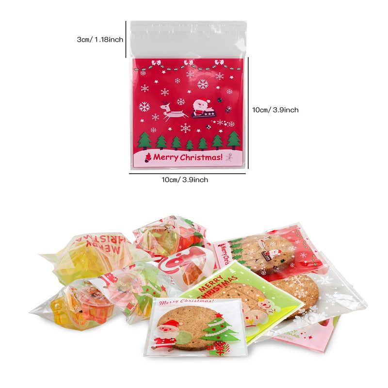  [AUSTRALIA] - 500 Pcs Christmas Cookie Bags, Lainrrew Self Adhesive Candy Bag Clear Cellophane Cookie Bags Plastic Cookie Treat Bags for Christmas, Holiday, Party Favors