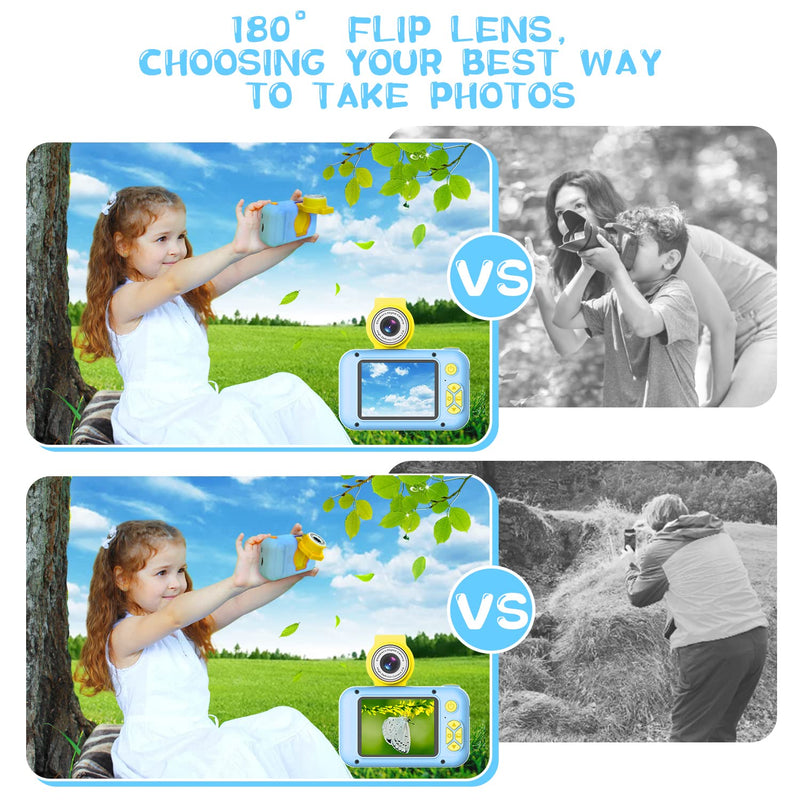  [AUSTRALIA] - Kid Camera,ARNSSIEN Camera for Kid,2.4in IPS Screen Digital Camera,180°Flip Len Student Camera,Children Selfie Camera with Playback Game,Christmas/Birthday Gift for 4 5 6 7 8 9 10 11 Year Old Girl Boy Blue