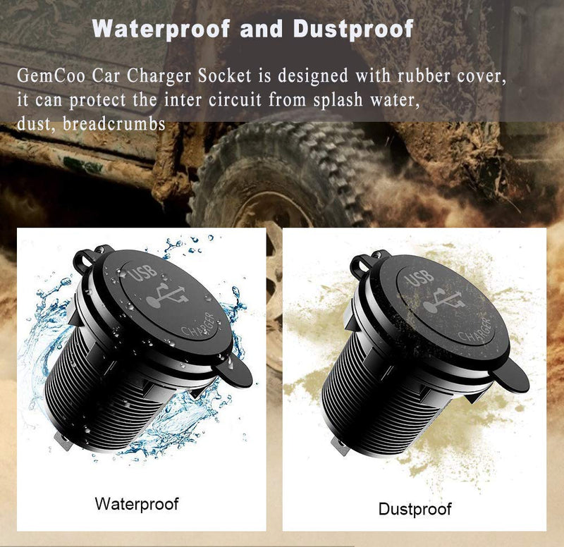  [AUSTRALIA] - Quick Charge 3.0 Dual USB Car Charger Socket with Touch Switch 12V/24V 36W QC3.0 Dual USB Fast Charger Socket Power Outlet for Marine, Boat, Motorcycle, Truck, Golf Cart QC3.0 With Switch