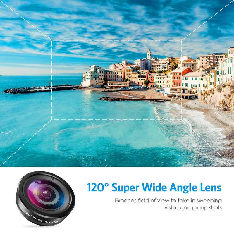  [AUSTRALIA] - Criacr Phone Camera Lens, 198° Fisheye Lens, 15X Macro Lens, 0.65X Wide Angle Lens, Clip-On 3 in 1 Cell Phone Lens for Live Video, Compatible with iPhone 13, X XR, Samsung, Other Smartphones