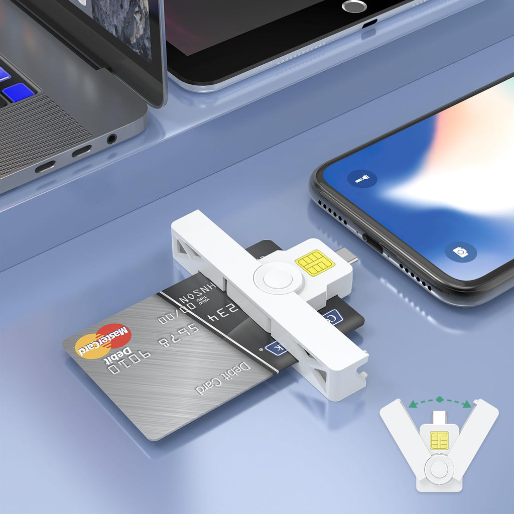  [AUSTRALIA] - USB-C CAC Smart Card Reader,DOD Military Type-C Common Access Credit Card/ID/IC Bank/Health/Government ID/PIV CAC Chip Card with Windows, Mac OS for Android Phones, MacBook Pro-Mini & Fold