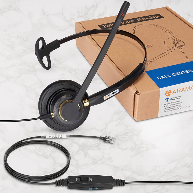  [AUSTRALIA] - Arama Cisco Phone Headset with Noise Canceling Microphone Mute Switch Telephone Headset Compatible with Cisco IP Phones: 6941, 7841, 7861, 7941, 7942, 7945, 7960, 7961, 7962, 7965, 8811, 8841, 8845 A800C-Monaural