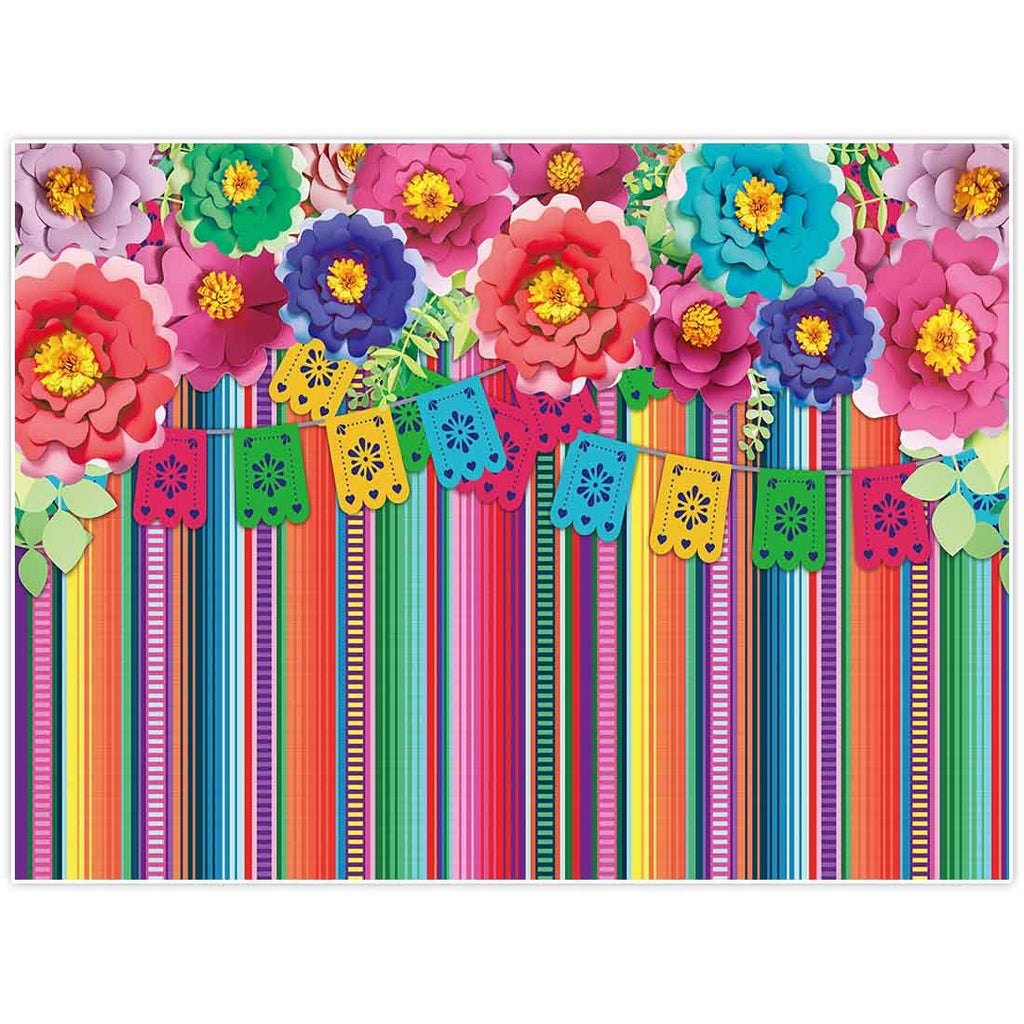  [AUSTRALIA] - Allenjoy 8x6ft Mexican Fiesta Theme Backdrop for Photography Festival Birthday Party Decor Cinco De Mayo Carnival Colorful Flags Floral Banner Table Decor Background Photo Studio Booth Props Supplies