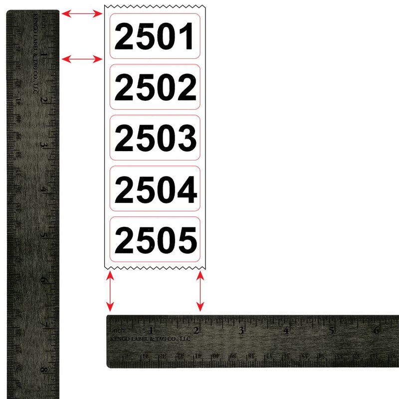 Consecutively Numbered Labels Self Adhesive Durable Vinyl- Measure: 2" X 1" by Kenco (ROLL 2501-3000) ROLL 2501-3000 - LeoForward Australia