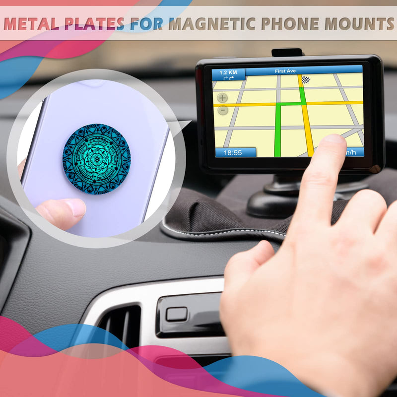  [AUSTRALIA] - 18 Pieces Phone Round Magnet Mount Metal Plate Sticker for Phone Magnet Car Magnet Holder Mount Universal Magnetic Phone Mount Plates Adhesive Metal Piece for Magnetic Phone Holder, Mandala Style