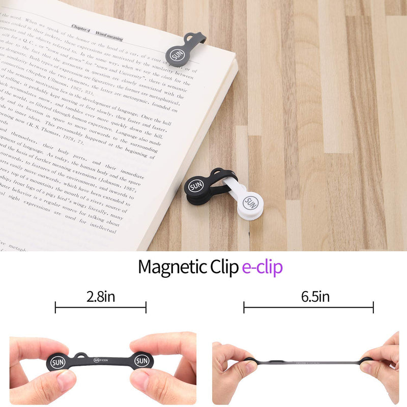  [AUSTRALIA] - SUNFICON Cable Organizers Magnetic Cable Clips Earbuds Cords Winder Bookmark Clips Whiteboard Noticeboard Fridge Magnets USB Cable Manager Ties Straps for Home,Office,School 5 Pack Gray White Black