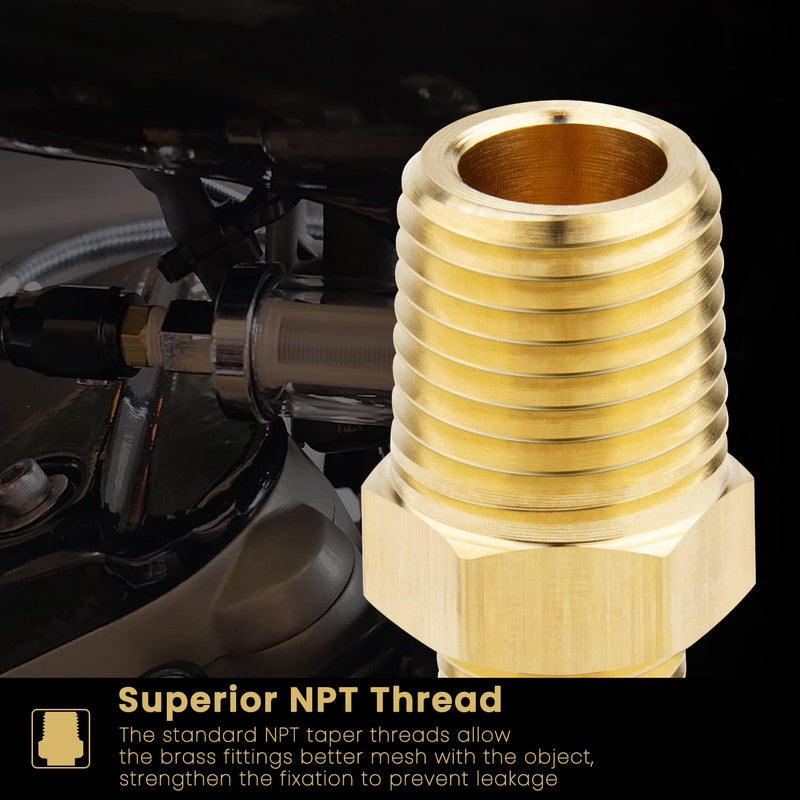  [AUSTRALIA] - KOOTANS 1/4 NPT x 1/8 NPT Male Solid Brass Nipples, Heavy Brass Pipe Adapter Fittings Hex Reducing Nipples Connectors 4Pieces 1/4 NPT x 1/8 NPT (O.D x O.D: 1/2'' x 3/8'')