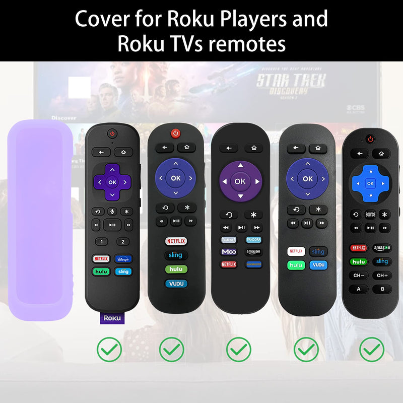  [AUSTRALIA] - Remote Case for Roku, Battery Cover for TCL Roku Smart TV Steaming Stick Remote, Roku TV Remote Cover Silicone Protective Controller Universal Sleeve Skin Glow in The Dark Purple Lilac Lilac Glow