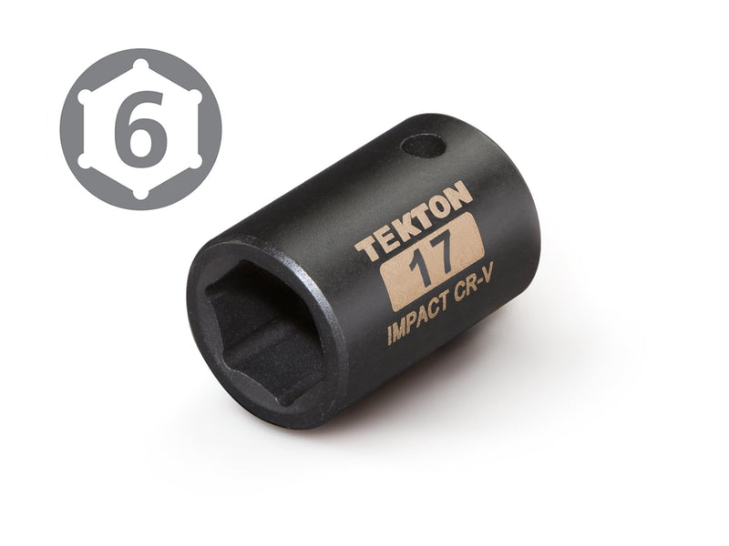  [AUSTRALIA] - TEKTON 47772 1/2-Inch Drive by 17 mm Shallow Impact Socket, Cr-V, 6-Point