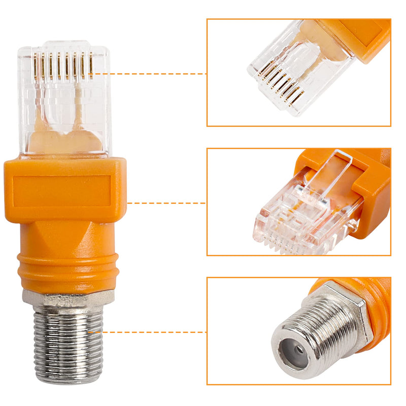  [AUSTRALIA] - MEIRIYFA RF to RJ45 Converter, Coaxial to Ethernet Adapter F Female to RJ45 Male Barrel Coax Couplers Straight Connector for Line Tester (4PCS)
