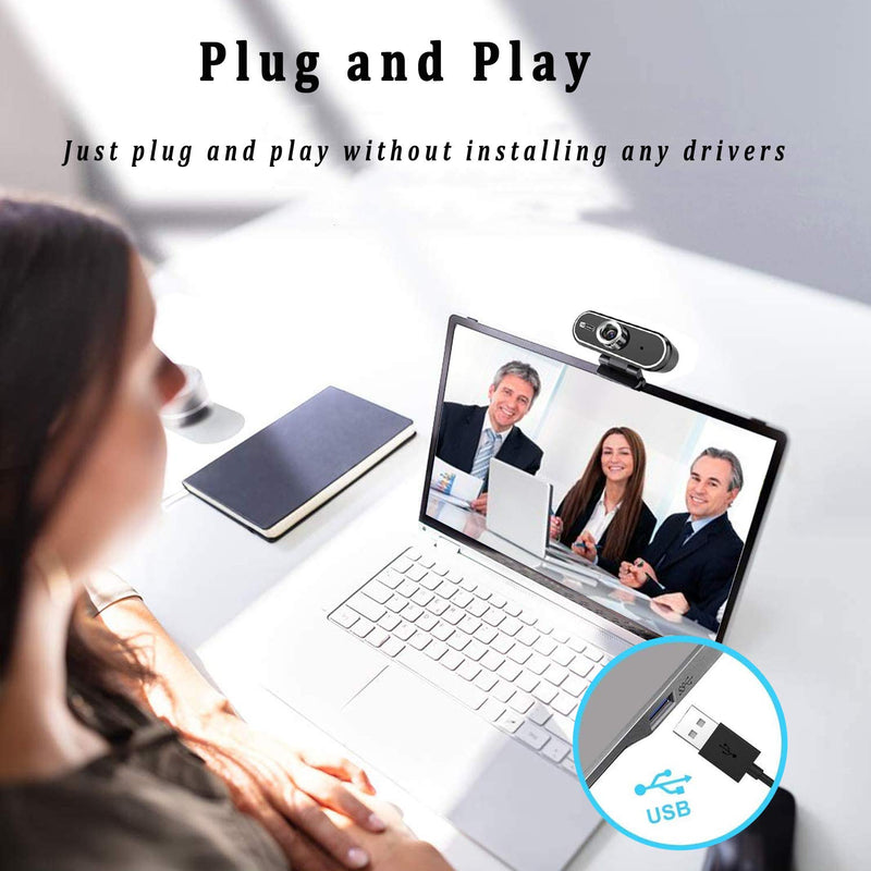  [AUSTRALIA] - 2021 Webcamera with Microphone Devog 1080P USB PC Camera Webcam with Microphone for Desktop PC MC Laptop with Manual Lens Suprior Wide Angle Video Calling, Conferencing, Online Class