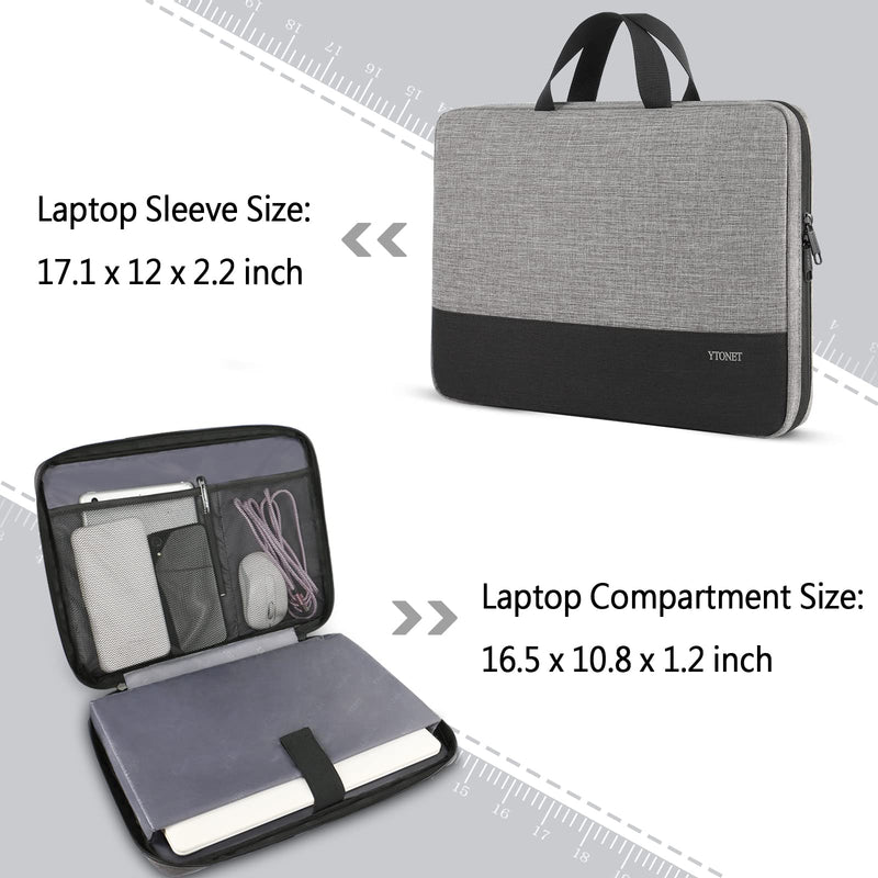  [AUSTRALIA] - Ytonet Laptop Sleeve Case 17 17.3 Inch, Slim Water Resistant TSA Laptop Cover with Handle Durable Protective Computer Carrying Case Compatible with HP Dell Lenovo Asus Notebooks, Grey 17-17.3 in