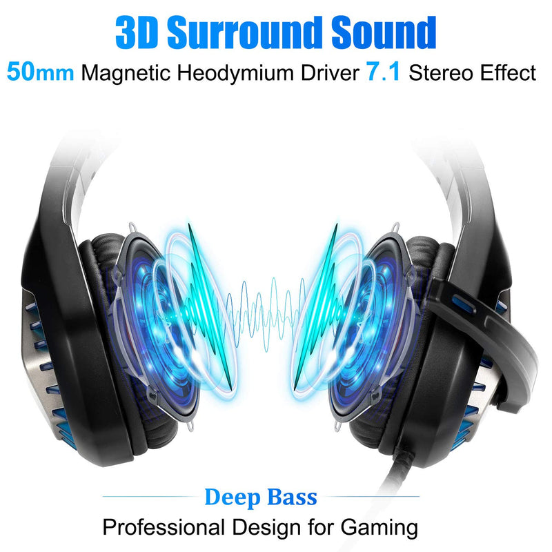 ENVEL Noise Cancelling Gaming Headset with 7.1 Surround Sound Stereo for PS4/Nintendo eShop Switch,Omnidirectional Microphone Vibration LED Light Compatible with Mac/PC/Laptop/Mac/PS3 Camo (Black) Black - LeoForward Australia