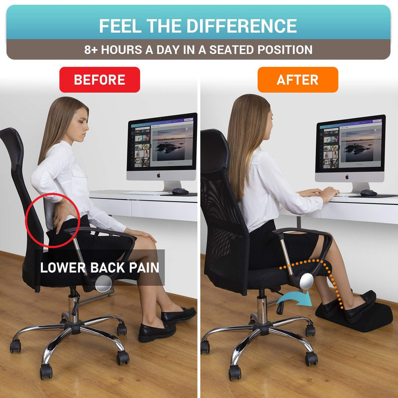 Foot Rest Under Desk Cushion - Teardrop Curve Design - Ergonomic Pad for Extra Leg Support - Breathable Mesh Cover - Non-Slip Bottom - Foot Stool for Home and Office - LeoForward Australia