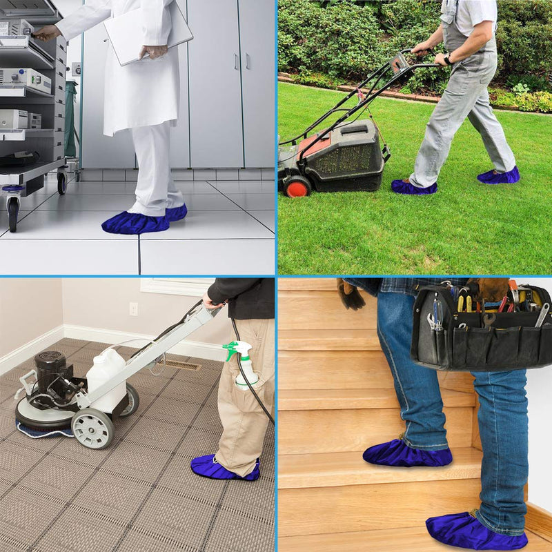  [AUSTRALIA] - LINKEASE Reusable Boot & Shoe Covers Water Resistant Non Skid and Washable for Real Estate Contractors to Keep Floors Carpets Footwear and Rooms Clean - 5 Pairs (Medium, Blue) Medium