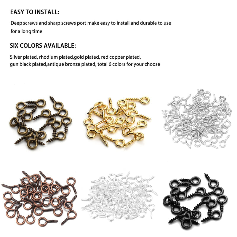  [AUSTRALIA] - Linsoir Beads 200pcs Sturdy Metal Tiny Screw Eyes Pin Bail Peg 7X14mm Antique Bronze Tone Antique Bronze 7X14mm