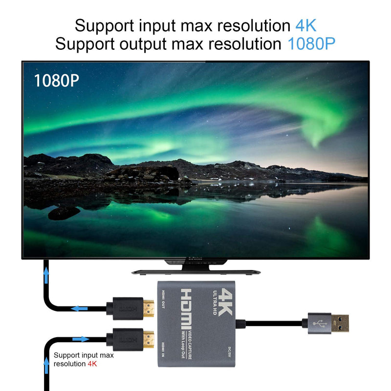  [AUSTRALIA] - Duttek HDMI Video Capture Card with Loop Out, HDMI to USB 3.0 Video Capture Card Converter Adaptor 4K HD 1080P for PC Laptop Projector HDTV Compatible with Windows XP, MAC, Linus System