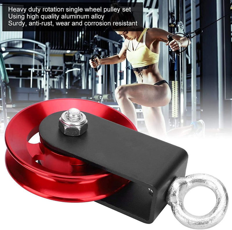  [AUSTRALIA] - Heavy Duty Lightweight Aluminum Cable Pulleys with Hanging Strap Kit,Snatch Block Pulley Wheel for Home Gyms LAT Pulley System DIY Attachment Home Accessories Red 1 Pack