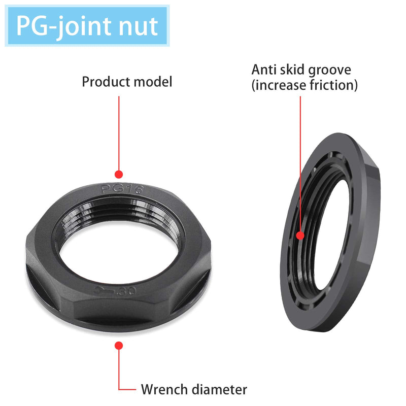  [AUSTRALIA] - NineLeaf 5 Different Sizes Cable Gland, 4 Connectors of Each Size IP68 Waterproof Adjustable Cable Connectors Adjustable 3-13mm Cable Glands Joints with Gaskets -PG7, PG9, PG11, PG13.5, PG16
