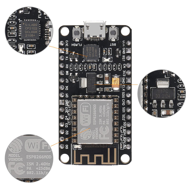  [AUSTRALIA] - DORHEA 4PCS ESP8266 ESP-12F Development Board Internet NodeMCU WiFi Serial Wireless Module NodeMCU-12F CP2102 Based on ESP8266 WiFi Module for motherbord IDE/Micropython 4