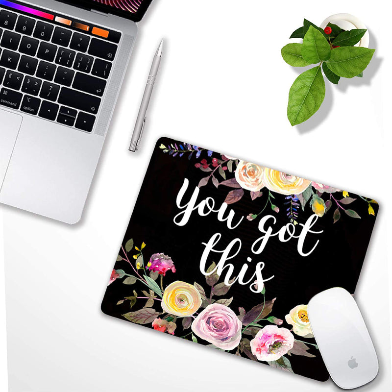  [AUSTRALIA] - You Got This Inspirational Quote Floral Mouse Pad Desk Accessories Womens Mousepad Office Gifts Inspirational Quote Floral-A