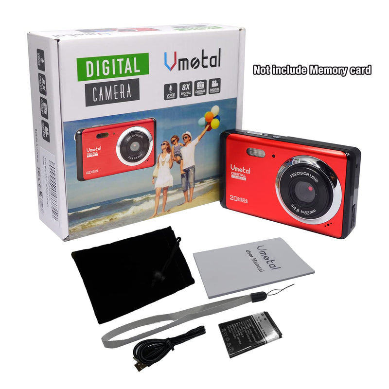  [AUSTRALIA] - Digital Camera 1080P 20MP HD Mini Camera, Vmotal Video Camera Digital Students Cameras,Indoor Outdoor Compact Camera for Kids/Beginners/Elderly (Red) Red