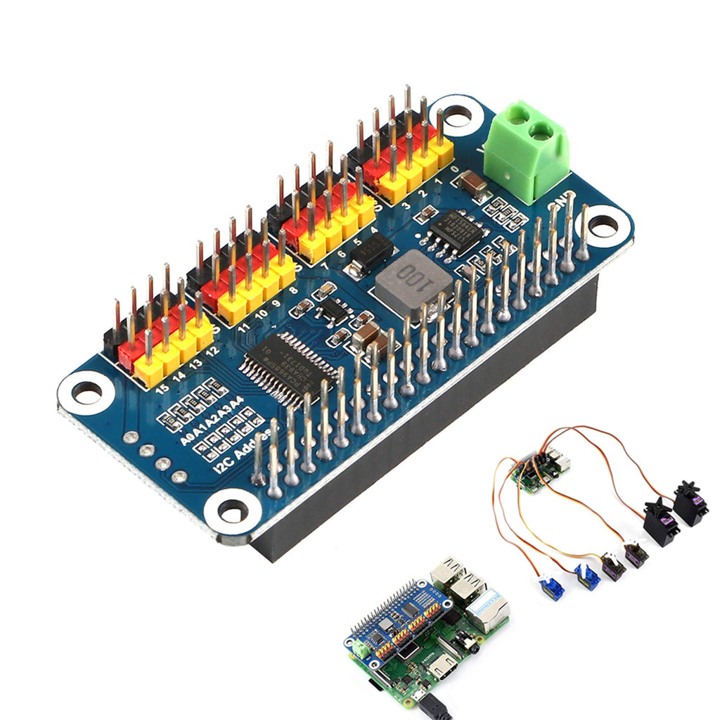  [AUSTRALIA] - MakerFocus PWM Servo Motor Driver IIC Module 16 Channel PWM Outputs 12 Bit Resolution I2C Compatible with Raspberry Pi 4 3B+ 3B Zero/Zero W/Zero WH and Jetson Nano