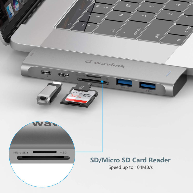 WAVLINK USB C Hub, 7-in-2 Type C Adapter Mini Docking Station with Thunderbolt 3 USB C Port, 4K HDMI, 2 USB 3.0, SD/TF Card Reader, 100W PD for MacBook Pro 2016-2020 MacBook Air 2018-2020 7-in-2 HDMI+Thunderbolt 3+100W - LeoForward Australia