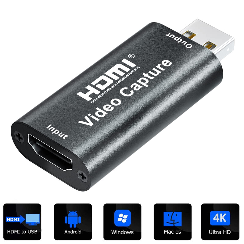  [AUSTRALIA] - 4K Video Capture Card, USB 2.0 HDMI Video Capture Device, Full HD 1080P for Video Conferencing,Game Recording, Live Streaming Broadcasting，Home Office,Compatible with Xbox One， Nintendo Switch, PS4,PC