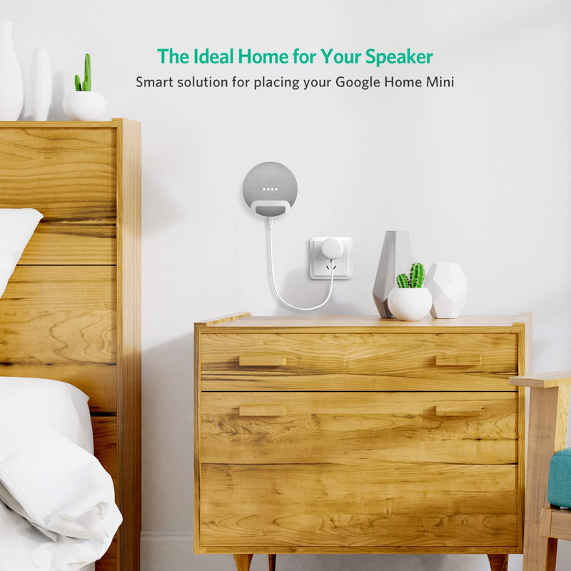  [AUSTRALIA] - UGREEN Wall Mount Holder Compatible with Google Home Mini and Google Nest Mini Speaker Space-Saving Bracket Accessories White