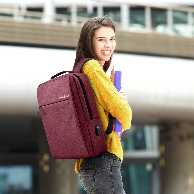  [AUSTRALIA] - Laptop Backpack for Girls, Womens High School Backpack with USB Port for School Supplies and College Accessories, Water Resistant Daypack Cute Book Bag for Teens and Ladies Fit 15.6 In Computer（Red） 15.6 inch Red