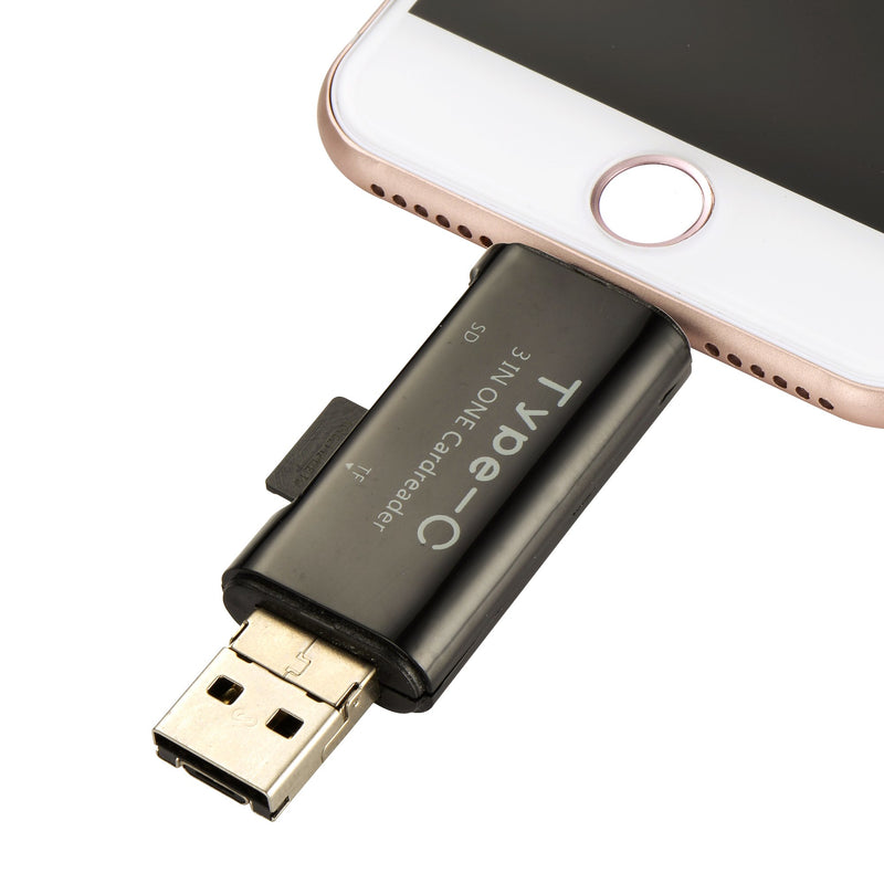 Innolage Type-C & Micro USB & USB 3-in-1 Multi-Function Card Reader (Black) Black - LeoForward Australia