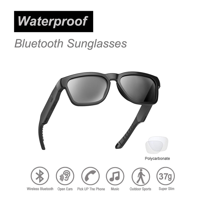  [AUSTRALIA] - OhO Bluetooth Sunglasses,Open Ear Audio Sunglasses Speaker to Listen Music and Make Phone Calls, Water Resistance and Full UV Lens Protection and Compatiable for All Smart Phones Black+black