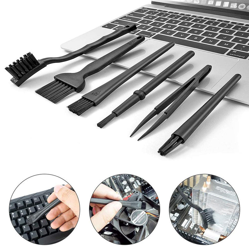 ELANE 6 Pcs Small Portable Plastic Handle Nylon Anti Static Brushes Brush Kit Multi-USE for Computer,Car Seat,Keyboard,Home - LeoForward Australia