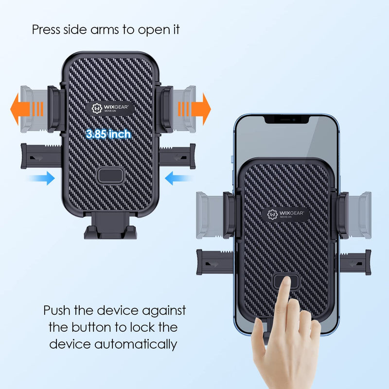  [AUSTRALIA] - WixGear Universal Phone Holder for Car, Windshield Mount and Dashboard Mount Holder for Cell Phones and Tablets with Long Adjustable Arm (New Automatic Closing Arms)