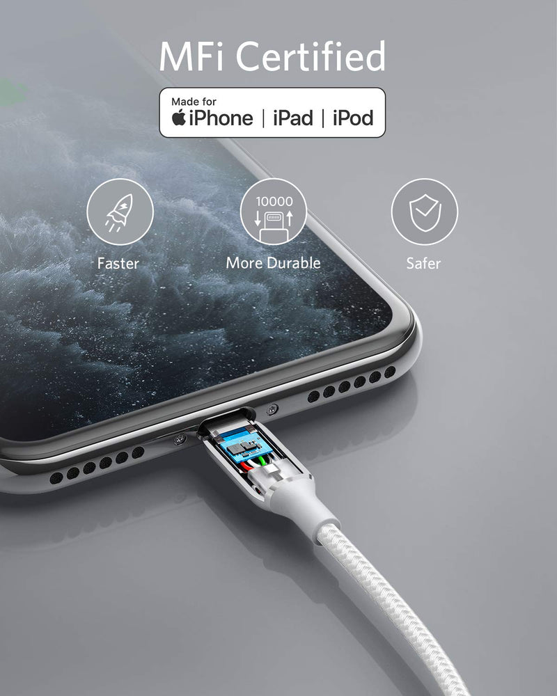  [AUSTRALIA] - Anker Powerline+ III Lightning to USB A Cable, (3ft MFi Certified), USB Charging/Sync Lightning Cord Compatible with iPhone 11 / Xs MAX/XR/X / 8/7 / iPad and More (Silver) 3ft Silver