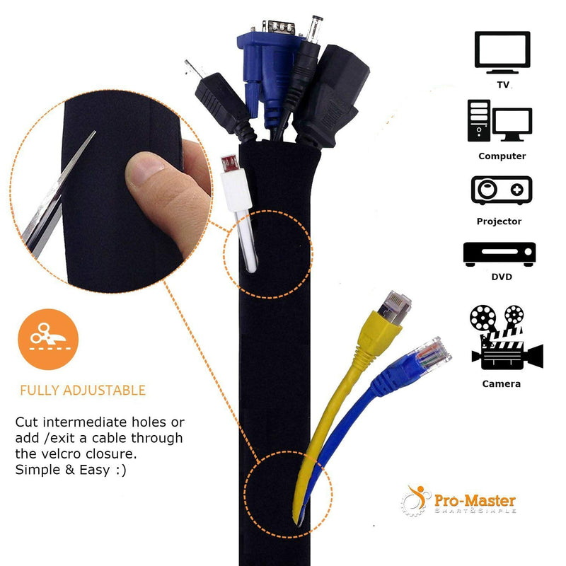  [AUSTRALIA] - New Design PREMIUM 63'' Cable Management Sleeve, Best Cords Organizer System for TV Computer Office Home Entertainment, DIY Adjustable Black - White Cord Sleeves Wire Cover Concealer Wrap