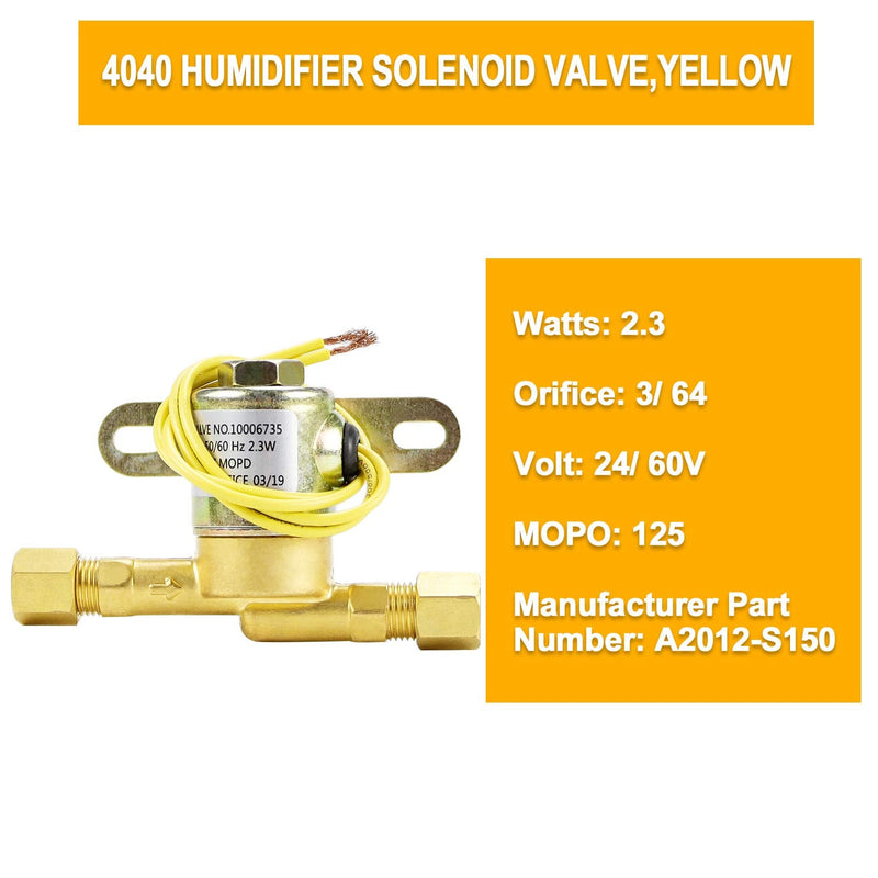  [AUSTRALIA] - Humidifier Water Solenoid Valve 4040 for Aprilaire Whole House Humidifier 400 400M 500 500M 600 600M 558 550A 550 568 560A 700M 768 760A 760| 24 Volts | 2.3 Watts | 60 HZ-Yellow