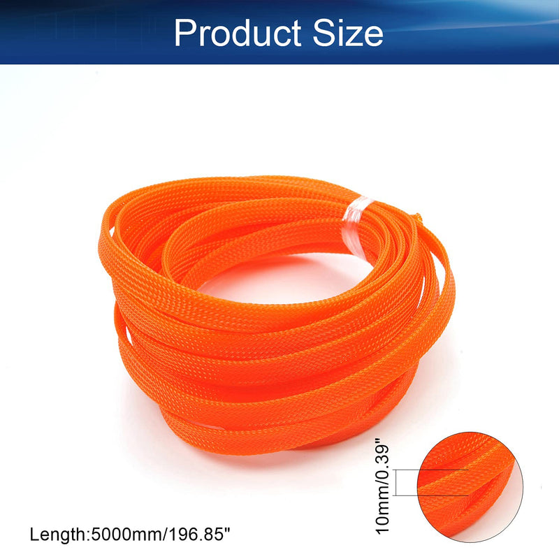  [AUSTRALIA] - Bettomshin 1Pcs 16.4Ft PET Braided Cable Sleeve, Width 10mm Expandable Braided Sleeve for Sleeving Protect Electric Wire Electric Cable Orange