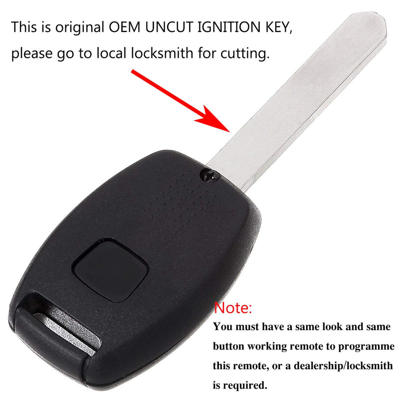  [AUSTRALIA] - Pack of 2 Remote Key Fobs Mushan 1 Pair Replacement Key for Honda Accord Element Uncut Key Fits for 2003 2004 2005 2006 2007 Accord,Honda 2010 Element,OUCG8D-380H-A