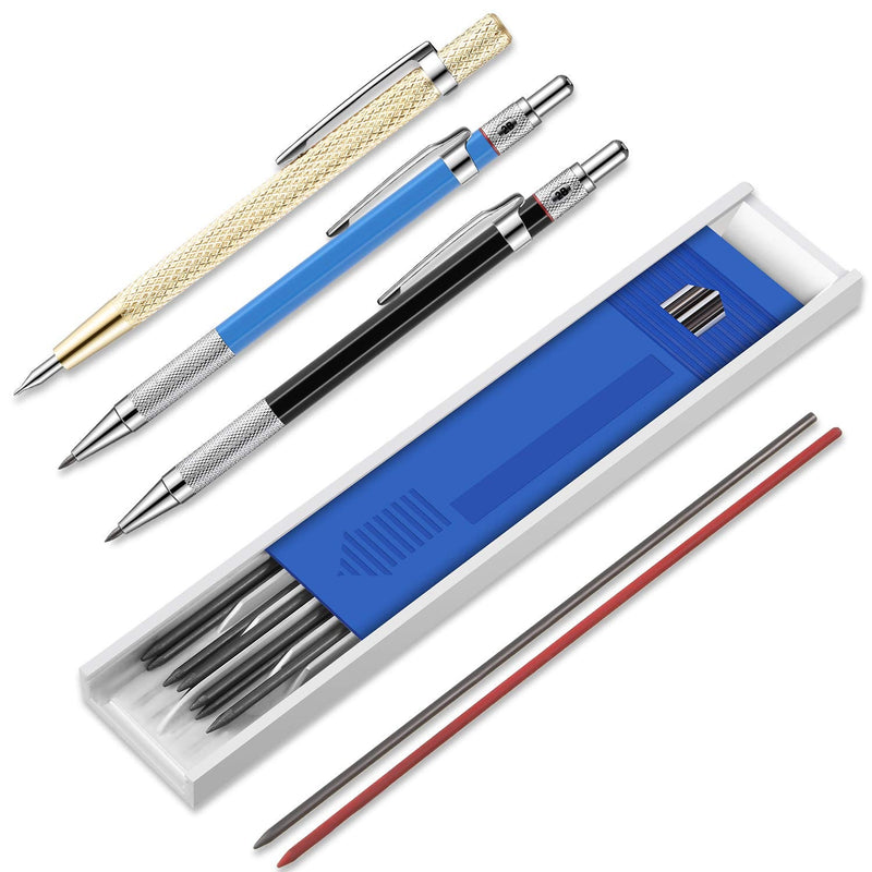  [AUSTRALIA] - Carpenter Pencils with Marker Refills and Carbide Scriber Tool for Glass, Ceramics, Hardened Steel (15 Pieces) 15