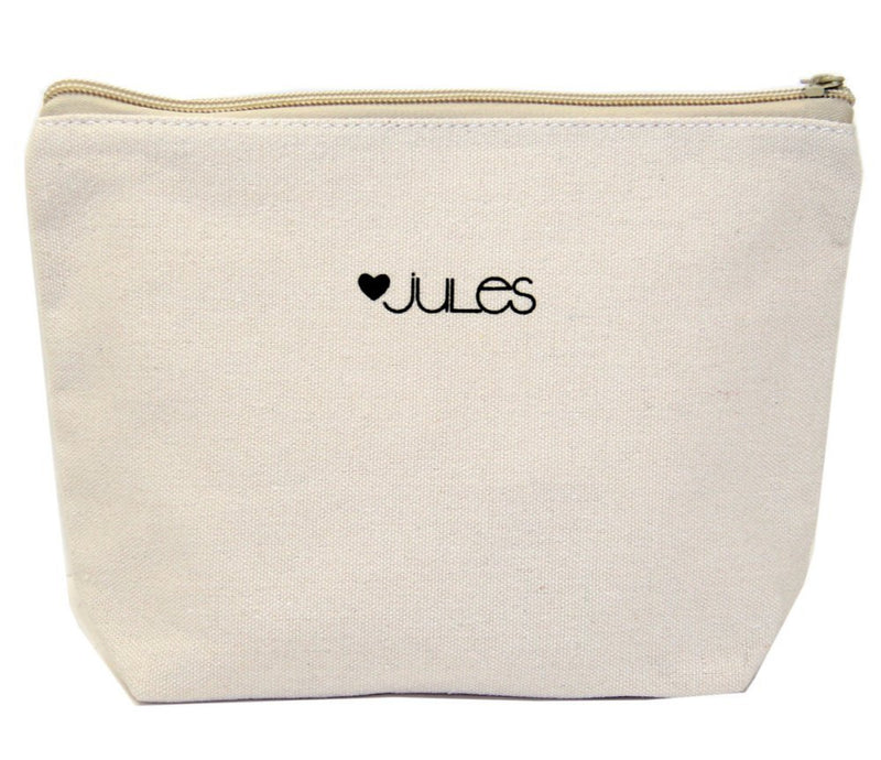 Jules Natural Canvas Makeup Bag With Zipper Closure"In Case of an Emergency Apply Mascara to Yourself Before Helping Others" - LeoForward Australia
