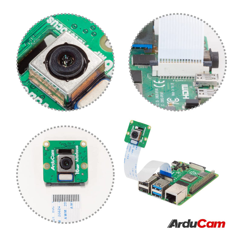  [AUSTRALIA] - Arducam 16MP Autofocus Raspberry Pi Camera Module with ABS Case, IMX519 16 Megapixel High Resolution Autofocus Camera for All Raspberry Pi Models